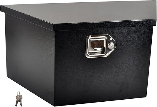 26 Inch Steel Tongue Tool Box with Lock and 2 Keys, Underbody Storage Truck Bed Organizer Toolbox for Trailer Pickup RV, Job Tool Chest, 26 X 13.3 X 12 Inch, Black