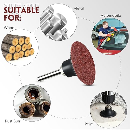Newwiee 150 Pieces 2 Inch Sanding Discs 100 Grit Roll Lock Die Grinder Sanding Disc for Surface Prep Strip Grind Polish Finish Burr Rust Paint Removal Red