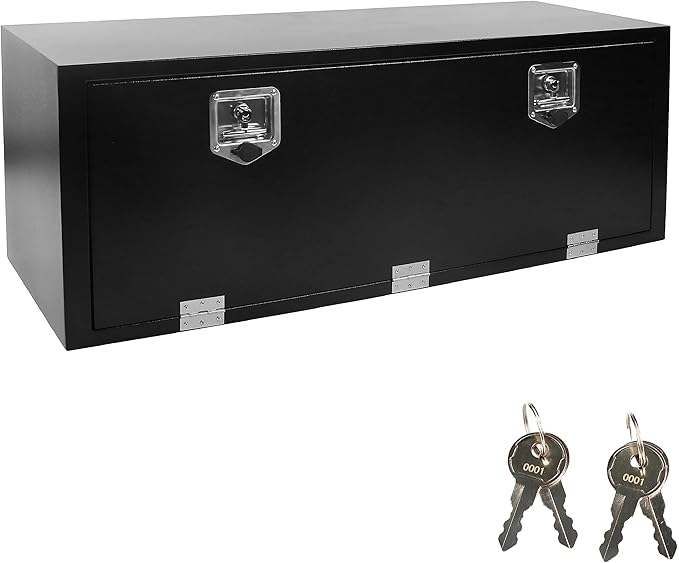 Steel Truck Tool Box, 48’’ Underbody Truck Tool Boxes for Underbed of Truck, Trailer, Rv -Black（48''x18''x18''）