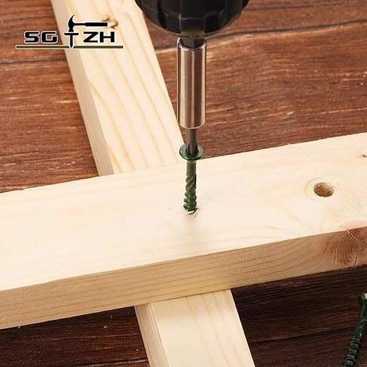 #10 x 4 Inch Deck Screws (45Pcs) 1lb. Carbon Steel, Green, Flat Head, Rust Resistant epoxy Coated, with T25 Star Bit