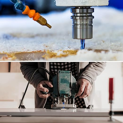 Upcut Spiral Router Bit 3-Flute with 1/2??Shank, 1/2??Cutting Diameter, 1-1/4??Cutting Length, Carbide CNC Router Bits End Mill for Wood Mortises Carving Engraving(3 Inch OVL)