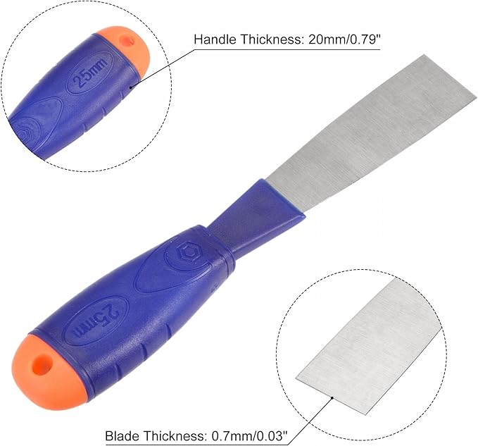 uxcell Putty Knife 1" Carbon Steel Scraper PP Handle for Spreading Drywall, Taping 3Pcs