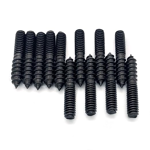 12 Pack 1/4-20 x 1-1/2 Inch Black Hanger Bolts 1/4-20" Double Headed Bolts 1/4 Wood Dowel Screw Self-Tapping Screw Hanger Bolts for Furniture Screws Double Screw Threaded Rods Bolt 37mm Length