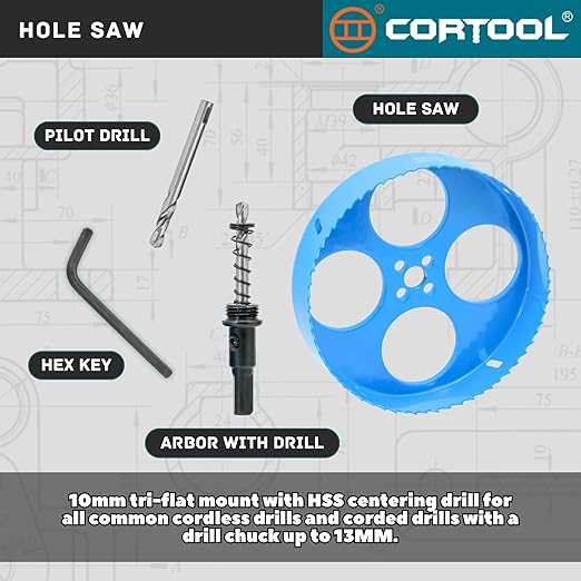 6-1/4 Inch Hole Saw with Arbor for Metal and Wood Cutting, Bi-Metal Hole Cutter, 6-1/4" Hole Saw Kit for Drywall, Wood, PVC Boards, Fiberglass and Vent Pipes