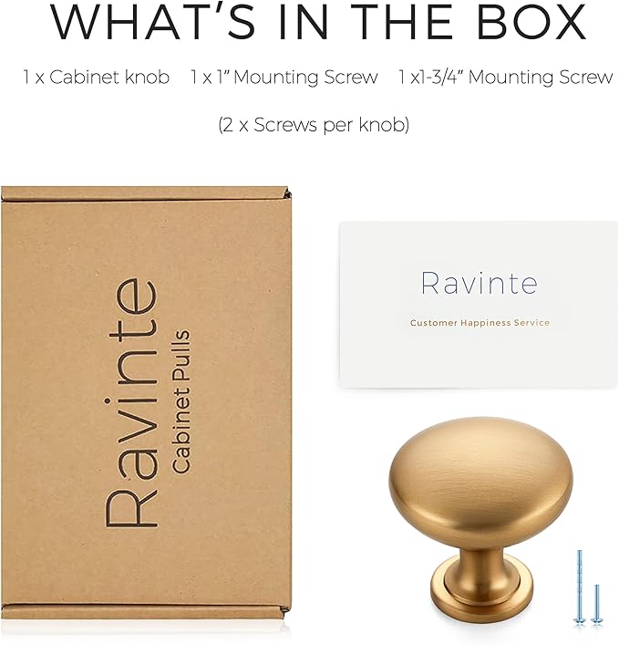 Ravinte Kitchen Cabinet Knobs - Champagne Bronze, Drawer Pulls and Door Knobs for Dresser Drawers