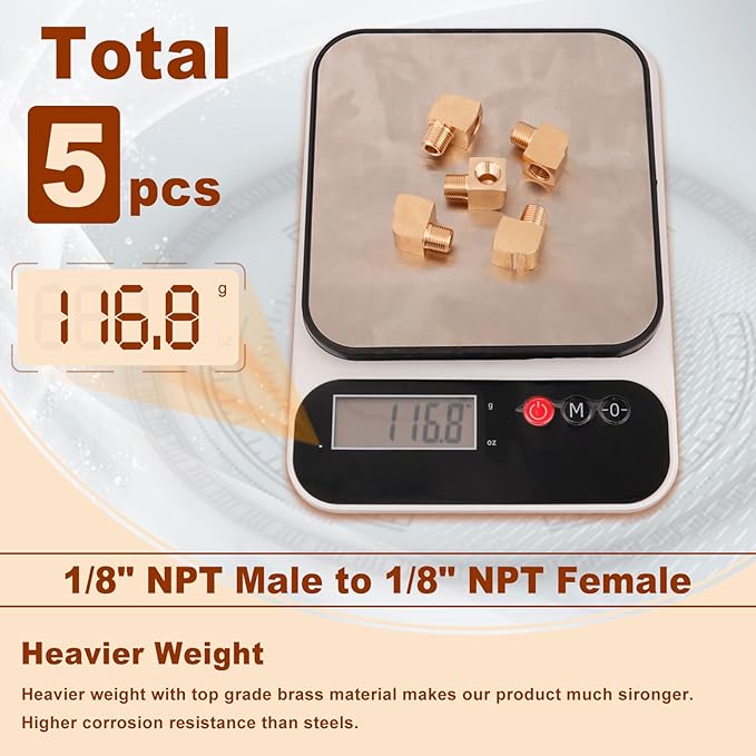 5pcs 1/8??Brass Fittings 90 Degree Barstock Street Elbow 1/8" NPT Male Pipe to 1/8" NPT Female Pipe Elbow Forged Brass Pipe Fittings