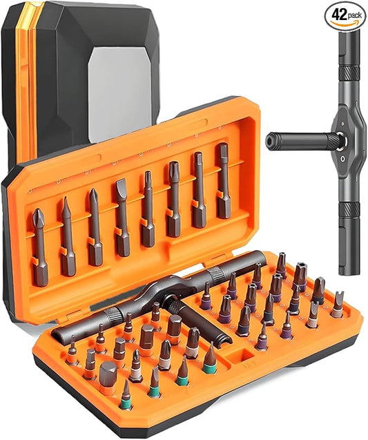 42 in 1 Ratchet Screwdriver Set, Magnetic Screwdriver Set, DIY Multi Bit Magnetic Drive Set with Detachable Ratchet Handle, Portable Compact Repair Tool Kit for Furniture Computer Bicycle