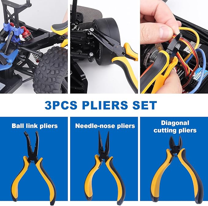 13-in-1 RC Tools Kits Box Set, RC Screw Kit, Hex Phillips Flat Nut Drivers, Pliers, Wrench, Repair Tools Screwdriver Set for Traxxas Arrma Axial Redcat Losi RC Model Car Drone Boat