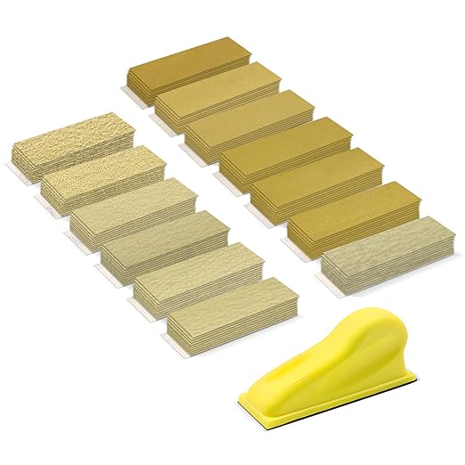 ZEHIQ 131Pcs Micro Sander Kit, 3.5??x 1??Detail Hand Sander for Crafting, Sandpaper Assortment of 40-1000 Grit for Small Projects DIY Crafts Wood Metal Polishing Tight Narrow Spaces