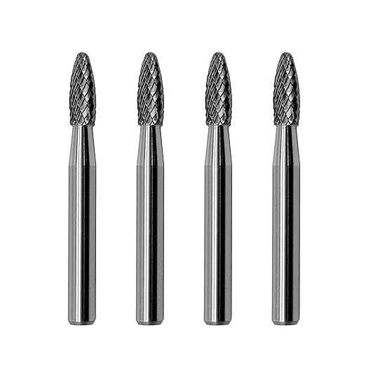 SH-1 Flame Shape Tungsten Carbide Rotary Burr for Metalworking,4pcs by LU&MN