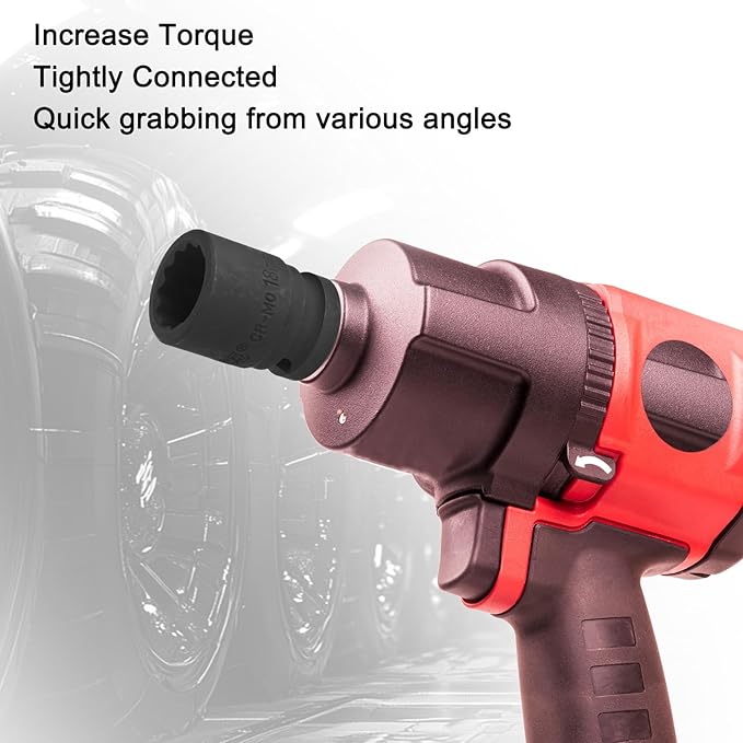 uxcell 1/2" Drive x 18mm Shallow Impact Socket 12-Point Metric CR-MO Steel Nut Impact Grade Socket for Auto Repair