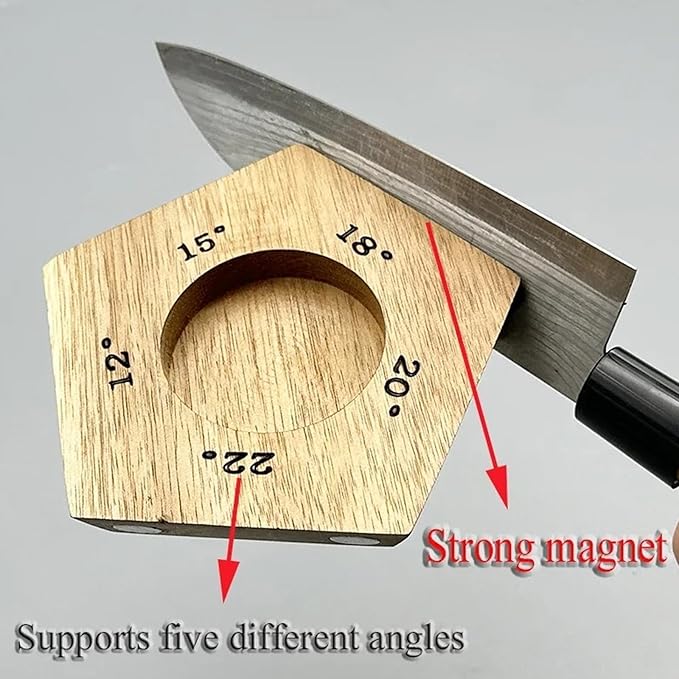 Acacia Rolling Knife Sharpener with 2 Diamond discs and Corundum disc, Rolling Knife Sharpener Kit with 5 Magnetic Angle Offer 12/15/18/20/22째