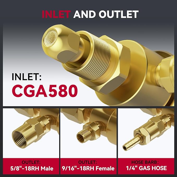 ARCCAPTAIN Argon CO2 Regulators with 8.2FT Inert Gas Welding Hose, Welding Regulator for MIG and TIG, 0-4000 PSI, 0-30+ CFH, CGA580 Inlet Connection