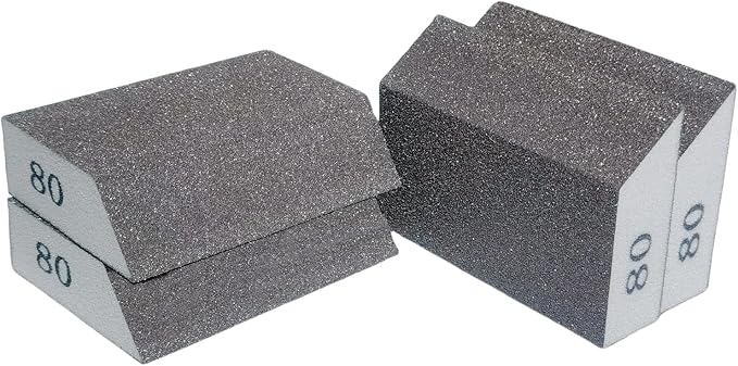 4 Pack 80 Grit Single Angle Sanding Sponge, Washable and Reusable Sanderpaper Hand Sanding Blocks for Wood Drywall Metal Home Sanding…