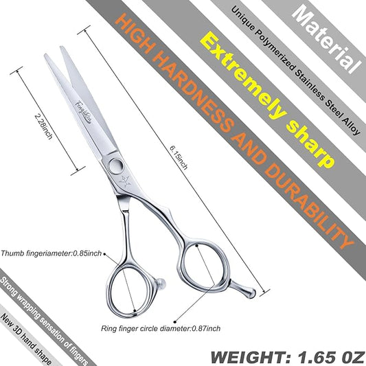 High-end Professional Extremely Very Sharp Barber Hair Cutting Scissors Hairdresser Shears For Hair 5.5 Inch Haircut Scissor Made Of Stainless Steel For Hairdressing Salon and Home Use