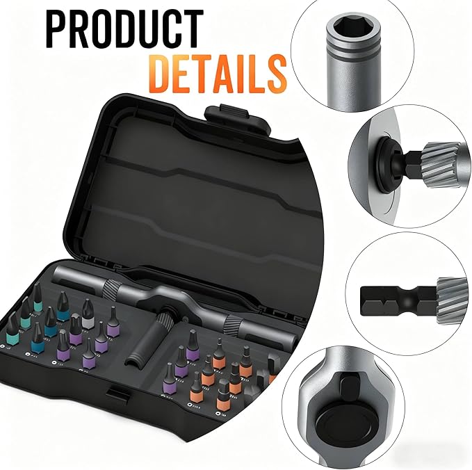 24 in 1 Magnetic Screwdriver Set Precision Screwdriver Mini Removable self-assembly Magnetic DIY Precision Tool kit for Furniture, Computer, Laptop,PC and Bicycle