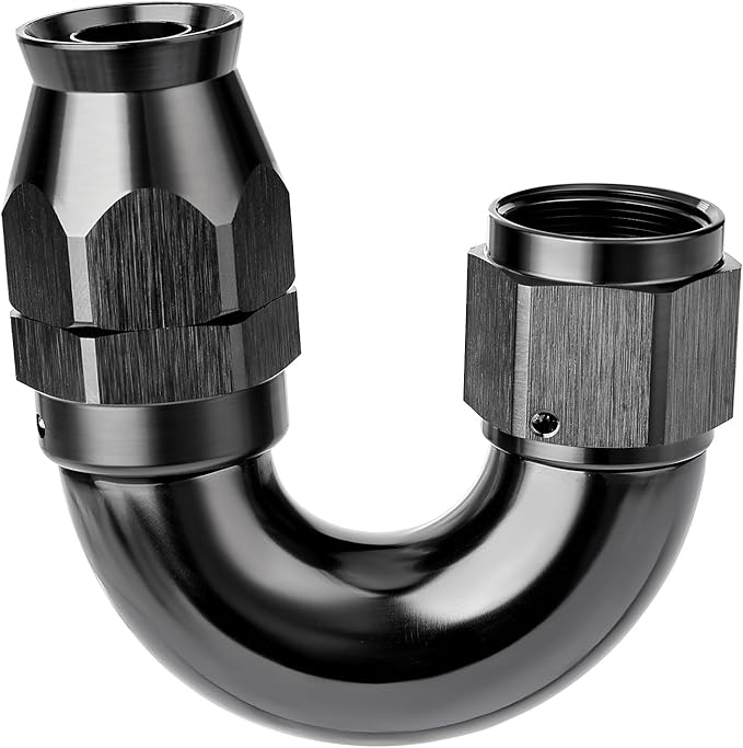 EVIL ENERGY 10AN 180 Degree PTFE One Piece Full Flow End Hose Fitting Aluminum Black