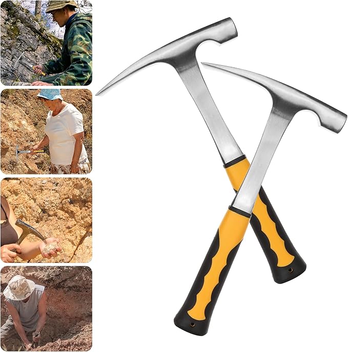 Acrux7 Brick Hammer 35 oz 12 Inch Masonry With Skid Handle - Geology Pick 2.2lb - Premium Carbon Steel, Pointed Tip, Strong Impact Resistance