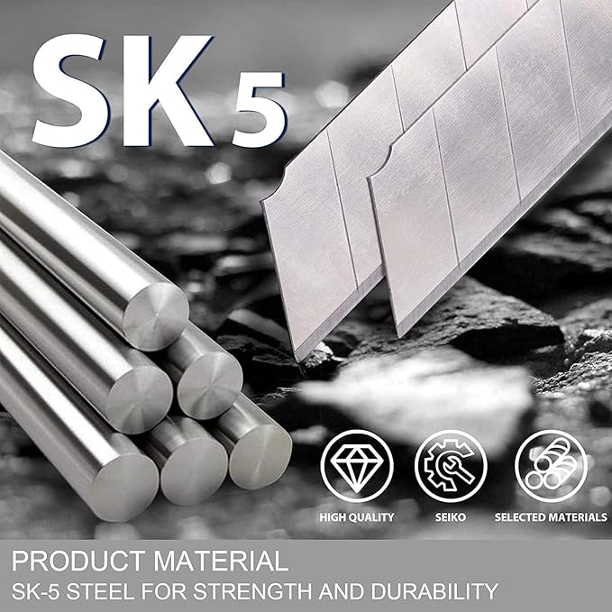 25MM Heavy Duty Utility Knife, Box Cutter with 10pcs SK-5 Retract Blades, Snap-Off Cutters with Rubber Grip for Cardboard, Boxes, DIY Crafts