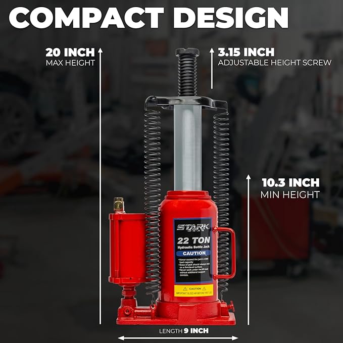 Stark USA 22 Tons Pneumatic Air Bottle Hydraulic Manual Bottle Jack Hoist Maintenance of Automobiles, Agricultural Vehicles, Trucks, Mobile Machinery