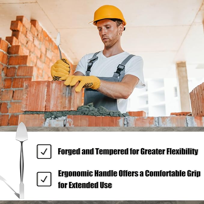 1/2" Trowel And Square Masonry Tools Forged Steel Trowel Concrete Tool Ornamental Stucco Tool Long-lasting Masonry Plaster Spatula for Glazing, Patch Work, Plaster, and Archeology