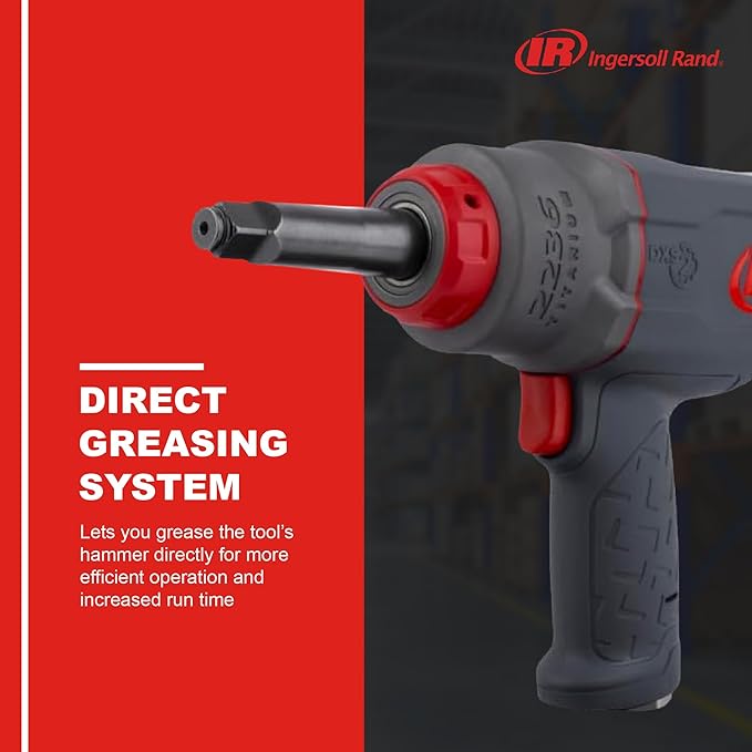 Ingersoll Rand 2236QTIMAX-2 DXS2 1/2" Air Impact Wrench, 2" Extended Anvil, Quiet, 1500 ft-lb Torque, Titanium Hammercase, Friction Ring Retainer, Pistol, Interchangeable Anvil, Multi-functional Tool