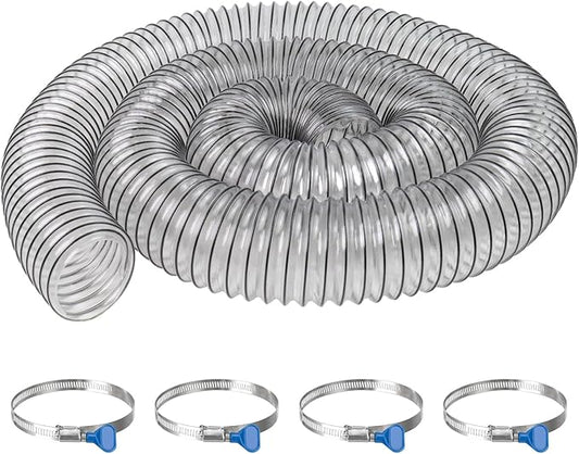 PVC Dust Collection Hose 3" x 10', 3 Inch Dust Collector Hose for Shop Vacuum,Woodworking Dust Collection Systems,Puncture Resistant Flexible Clear PVC Fume Debris Dust Hose Tube w/Carbon Steel Wire
