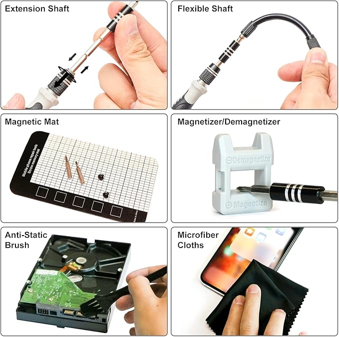 Precision Screwdriver Set, Electronic Repair Tool Kit Micro Magnetic Drill Bits for iPhone, Computer, Laptop, Mobile Phone, Mac, Tablet, Home DIY, Game Console, Glasses, Watch, Doorbell,115-in-1