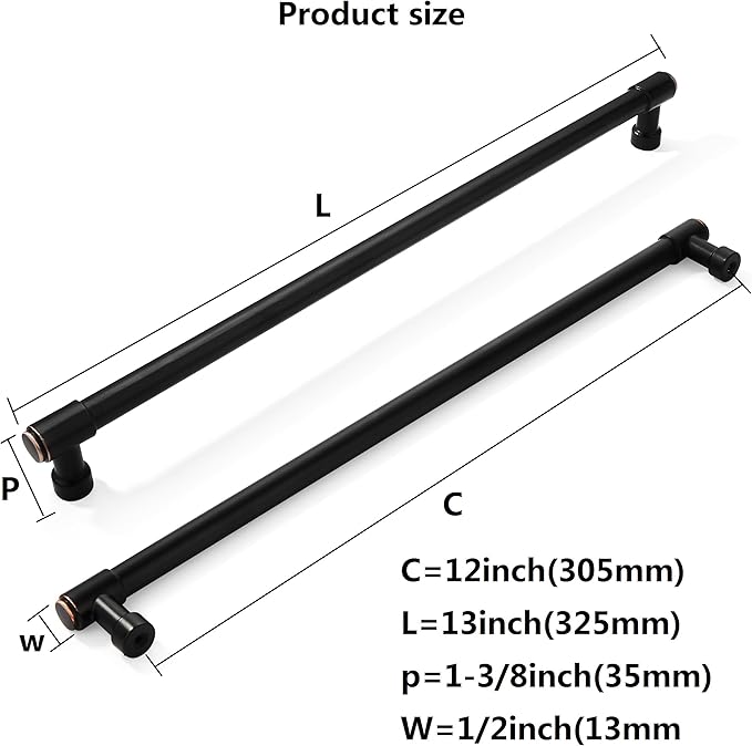 khtumeware 6 Pack 12 Inch(305mm) Oil Rubbed Bronze Cabinet Pulls Kitchen Cabinet Handles Extra Long Cabinet Pulls Kitchen Cabinet Hardware for Cupboard Drawer Pulls Dresser Handle