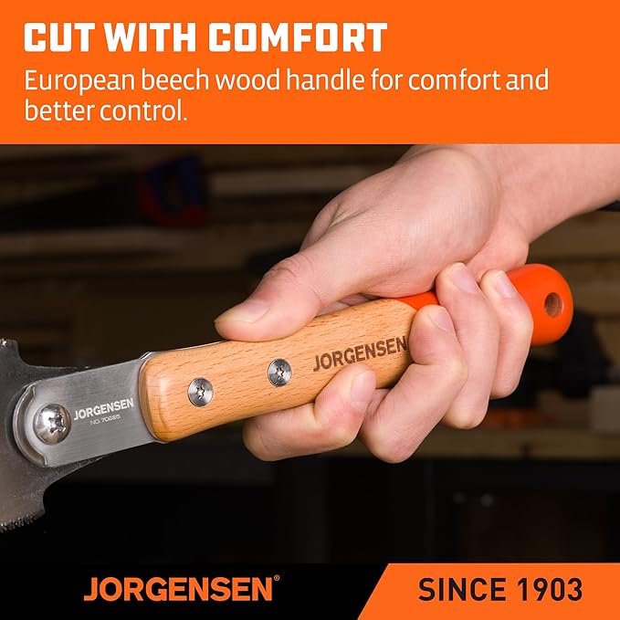 JORGENSEN Japanese Pull Saw RYOBA, 7 Inch Pro Double Edge, SK5 Flexible Blade, 18 TPI & 7-12 TPI Teeth, Woodworking Hand Saw for Hardwood & Softwood, Wood Trim