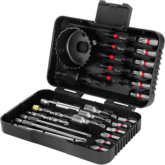 HUHAO Magnetic Nut Driver Set 27PCS, PH2 Impact Driver Bit Set, Deep Nut Drivers for Impact Drill,Extension Rod, Hole Opener, Nut Driver with Case