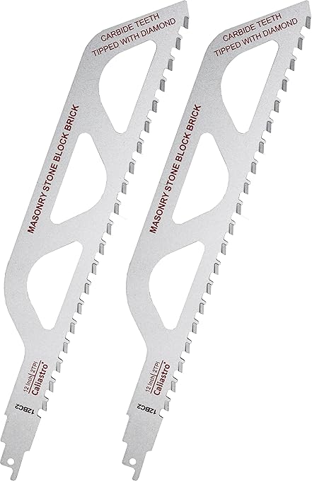 12-Inch Brick, Masonry, Porous Concrete, Engineered Stone Cutting Reciprocating Saw Blade - 2 Pack