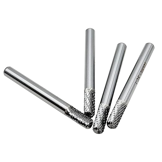 Tungsten Carbide Burr Cylinder Ball Nose Shape SC-1 Double Cut Rotary Burr File (1/4" Cutter Dia X 5/8" Cutter Length) with 1/4'' Shank, 4PCS Bundle by LU&MN