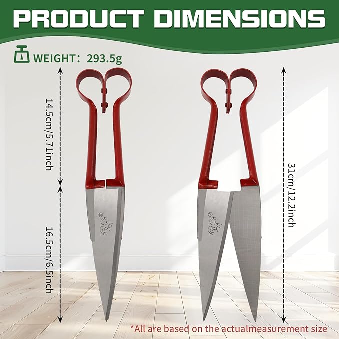 Hand Shears For Sheep Shearing, 6.1-inch Carbon Steel Blade,Classic Style, Carbon Steel Scissors For Alpaca, Pet Horse Dog Shearing (red handle)