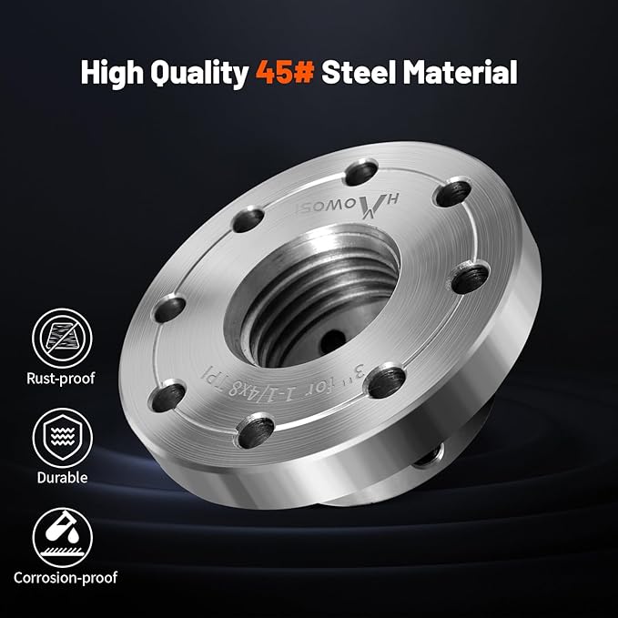 3" Wood Lathe Steel Faceplate,Faceplate for Wood Lathe,Lathe Face Plate Fit for 1-1/4" x 8TPI Spindle