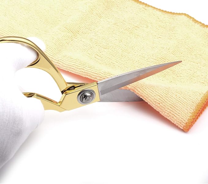 Gold 8" Sharp Tailor Scissors - Fabric, Leather & Clothing Scissors - Stainless Steel Professional Heavy Duty Dressmaking Shears