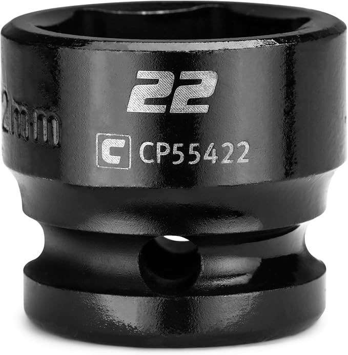 Capri Tools 22 mm Stubby Impact Socket, 1/2 in. Drive, 6-Point, Metric (CP55422)