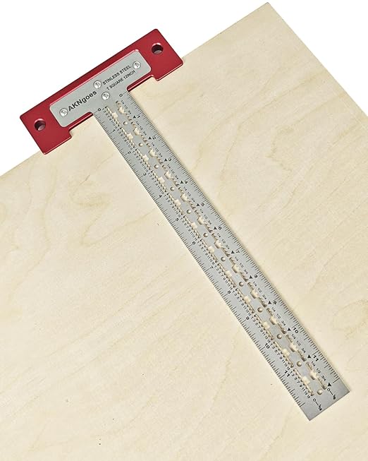 Precision Scriber T Square Ruler, T Square with Support Lips, Built in Scribe Notches, Stainless Steel Architect Ruler for Carpenter Work, Layout and Measuring Tools - 12inch