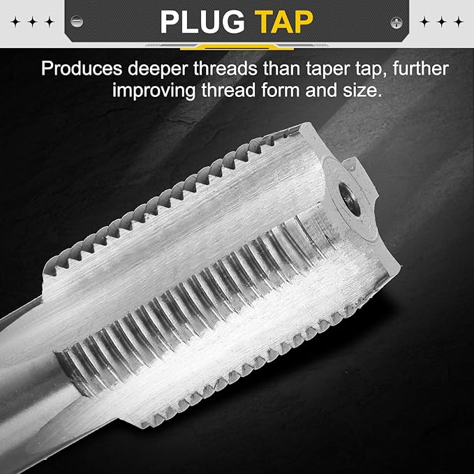 uxcell Hand Plug Tap M19 x 1.5 H2 Metric Thread Plug Style Taps Straight Flute Screw Tapping Threading Tool High Speed Steel HSS6542