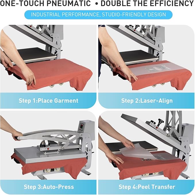24?쓝16??Commercial Heat Press Machine, Auto Open, for T-Shirts, Garments, Bags, Textile, Curtains, Digital Industrial Sublimation Printer for Sublimation, Vinyl, Heat Transfer Projects
