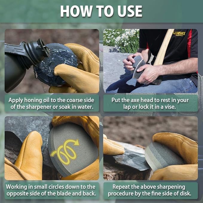 NedFoss Axe/Hatchet Sharpening Puck Whetstone Knife Sharpening Stone, Dual Grit Multi-Purpose Sharpener with Sheath