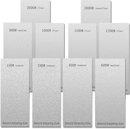 Diamond Sharpening Stone Set,Diamond Lapping Plate Coarse/Medium/Fine Grit Sharpener, Honing Whetstone for Kitchen, Sharpening Dull (150+240+400+600+800+1000+1200+1500+2000+3000)