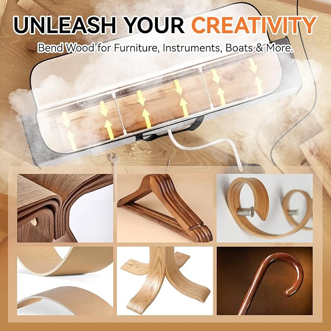 Wood Bending Steam Generator Kit with 55" Large Foldable Steam Box, Wood Steamer for Bending Wood, Tool-Free Assembly Wood Bending Machine for Curved Woodworking Projects