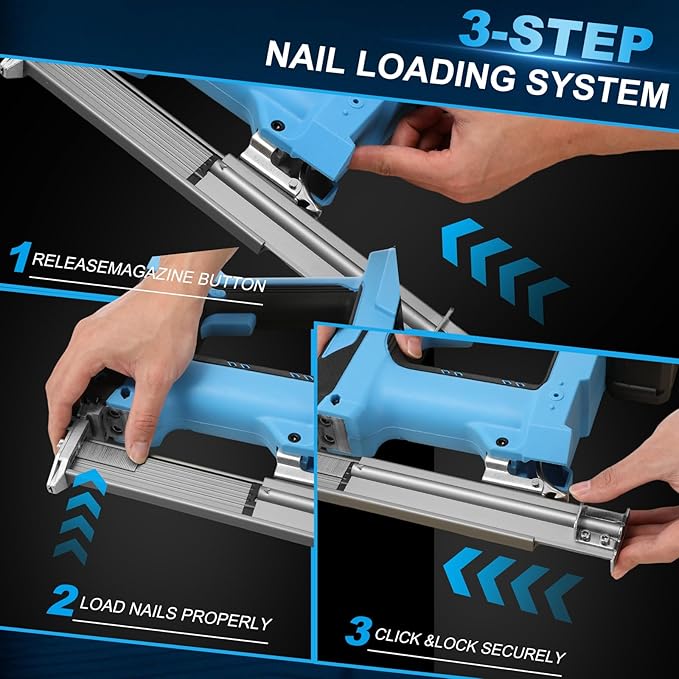 Cordless 18 Gauge Brad Nailer, 2-in-1 21V Nail Gun with 2횞2.0Ah Batteries & Charger, Fast Nailing, Includes 1000 Nails for Woodworking, Trim & Home Projects
