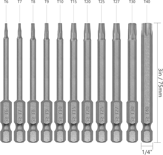 11-Piece Magnetic Torx Bit Set, 3-Inch Security Torx Bit Set, S2 Steel Star Screwdriver Kit for Shark Vacuum