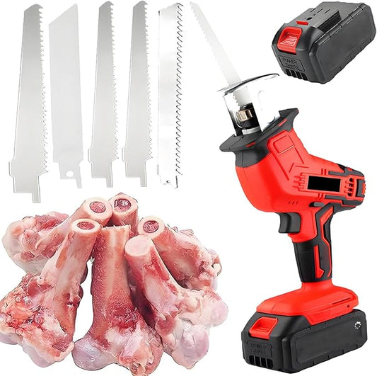 2025 Home Lightweight Electric Bone And Meat Saw - Commercial Reciprocating Saws, 5 Saw Blades,3000mAh Battery, Built-in Safety Lock | For Cutting Bones And Meat