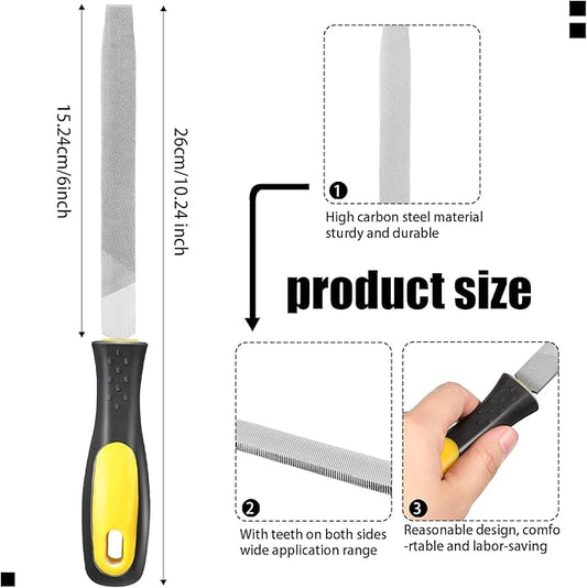Zhehao 2 Pieces Flat File Metal Axe Sharpener File Steel Rectangular 6 Inch Mill Hand Single Cut Hardened with Handle for Metal Axe Sharpening Extended Use