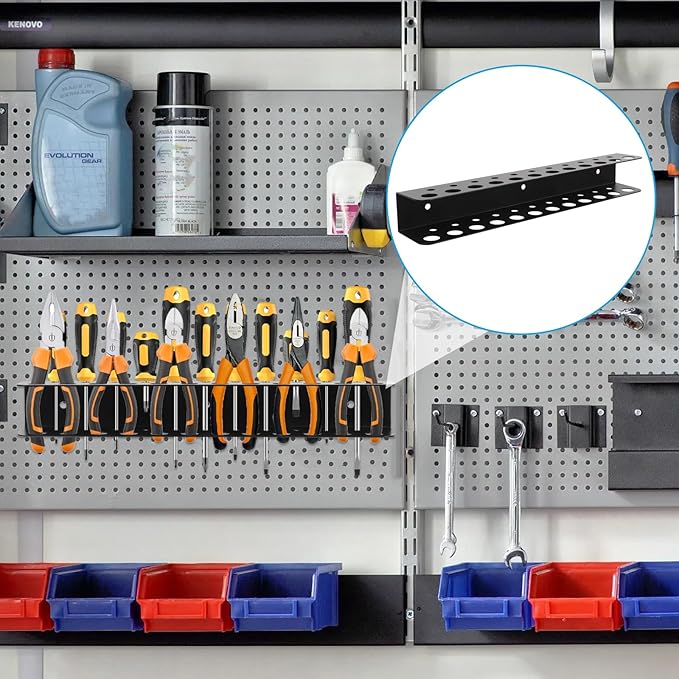 Screwdriver Organizer, Carbon Steel Screwdriver Holder, Garage Tool Organizer Wall Mount for Pliers, Wrenches & Nut Driver, Utility Storage Rack for Workspace, Workshop, Shed (12.6?섃셂/23 Holes)