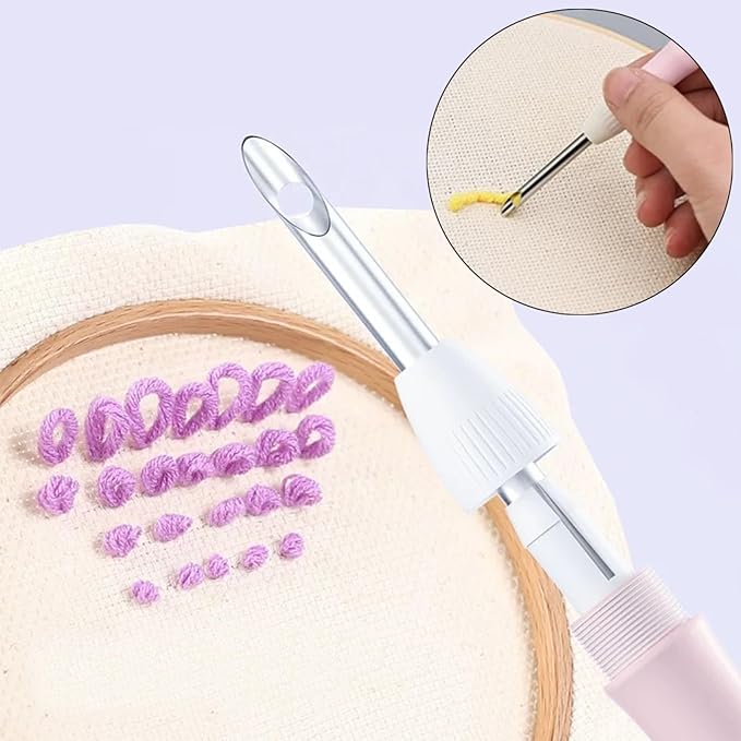 Woohome Punch Needle Kit Included Plastic Hoops, Punch Needle Cloth, Color Yarn and Punch Needle Tools for Adults, Beginners (Camel, Flamingo, Elk)