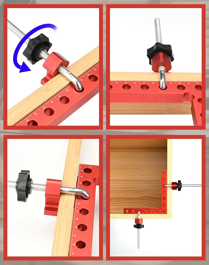 Corner Clamps for Woodworking, JTWKING 90 Degree Clamps for Positioning Right Angle, 4pcs 5.5in Aluminum Alloy Position Squares Clamping wood tools for Frame, Box, Drawer, Cabinets, Men Dad Ideal Gift